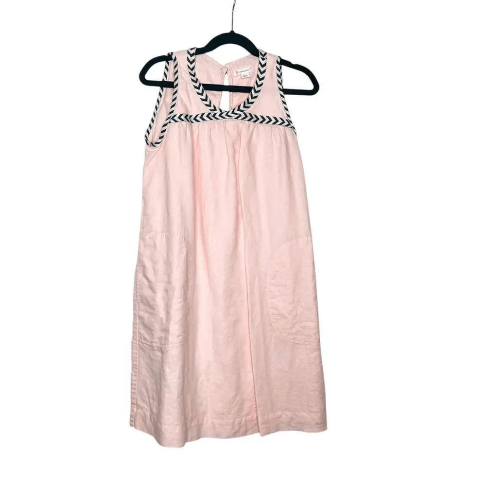 Crewcuts Pink Linen Dress with Pockets Chevron Accent Size 10